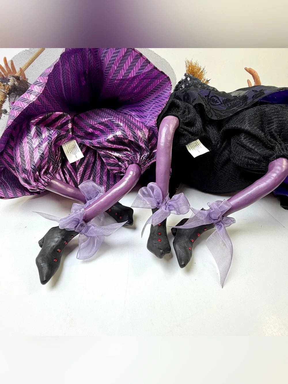 Vintage Sister Witches Pair 12” Shelf Sitters Halloween Mantel Decor READ